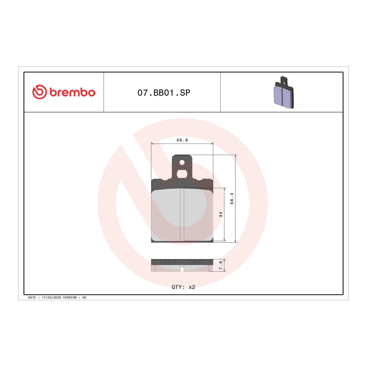 Brembo Prime Sinter Rear Brake Pads 07BB01SP