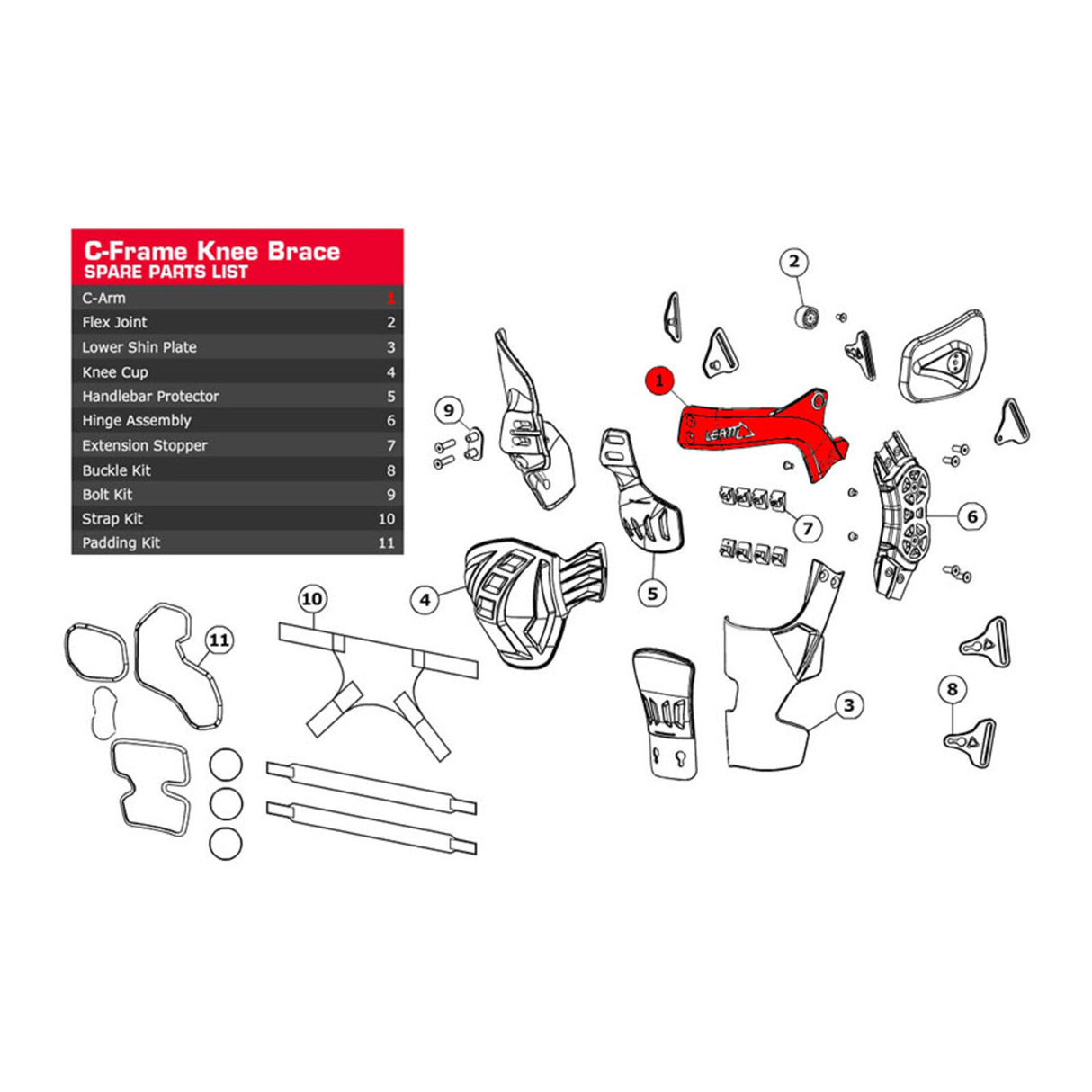 Leatt C-Frame C-Arm Aluminium - Forged Left (2XL)