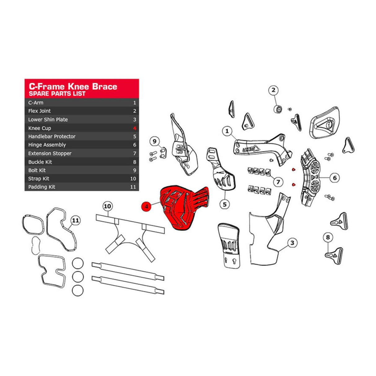 Leatt Knee Cup C-Frame - Carbon Right