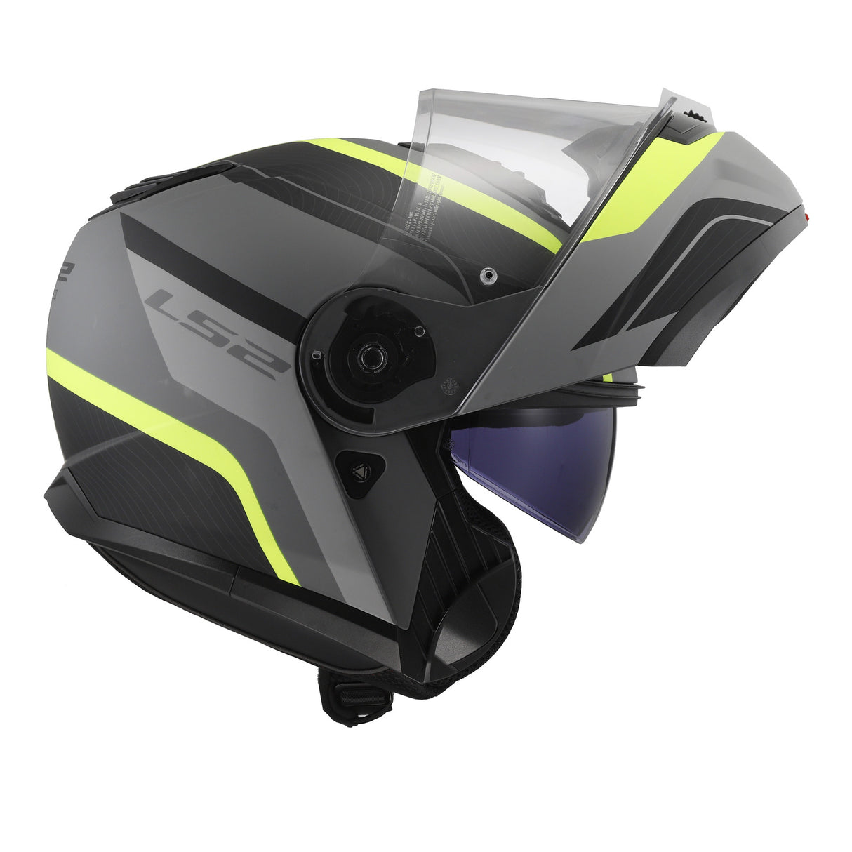 LS2 FF908 Strobe II Monza Flip Front Helmets - Matte Black / Hi-Vis Yellow 06