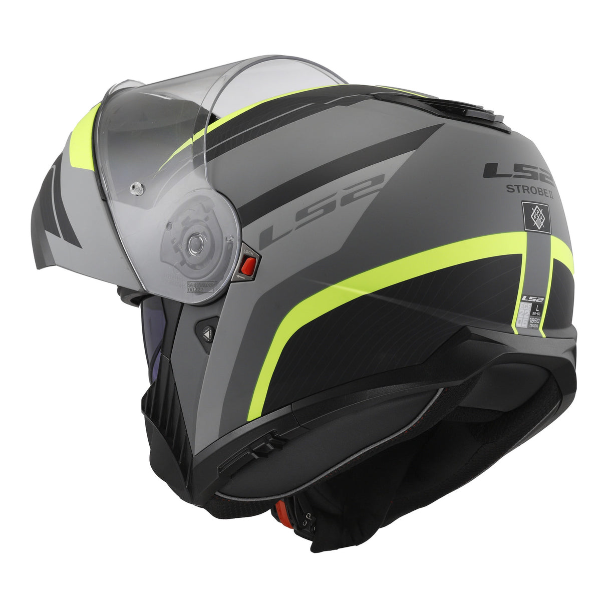 LS2 FF908 Strobe II Monza Flip Front Helmets - Matte Black / Hi-Vis Yellow 06