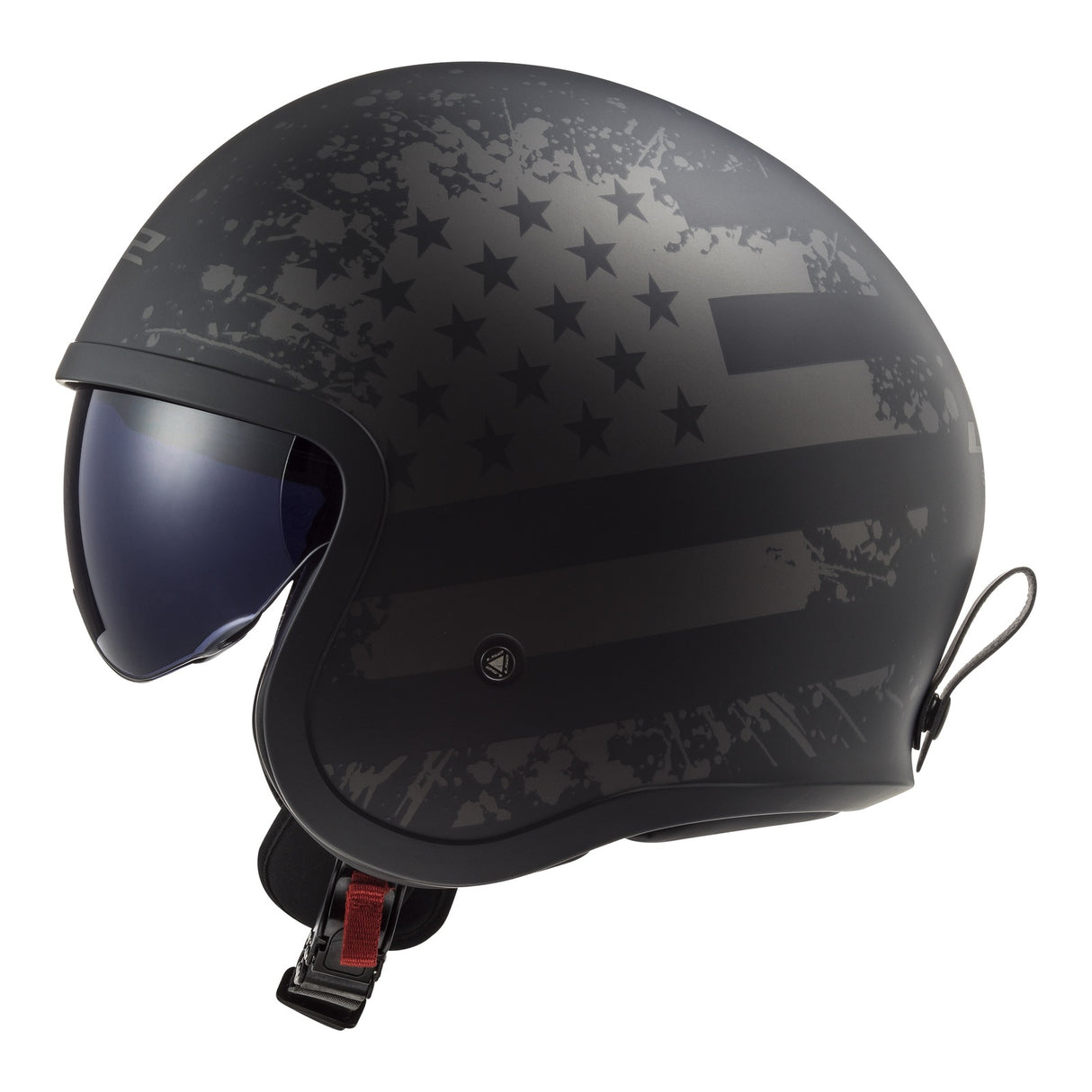 LS2 OF599 Spitfire II Black Flag Helmet - Matte Black / Titanium