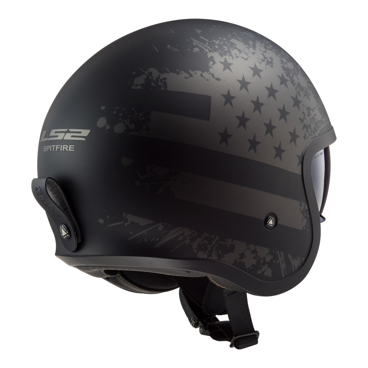 LS2 OF599 Spitfire II Flag Helmet - Matte Black 06