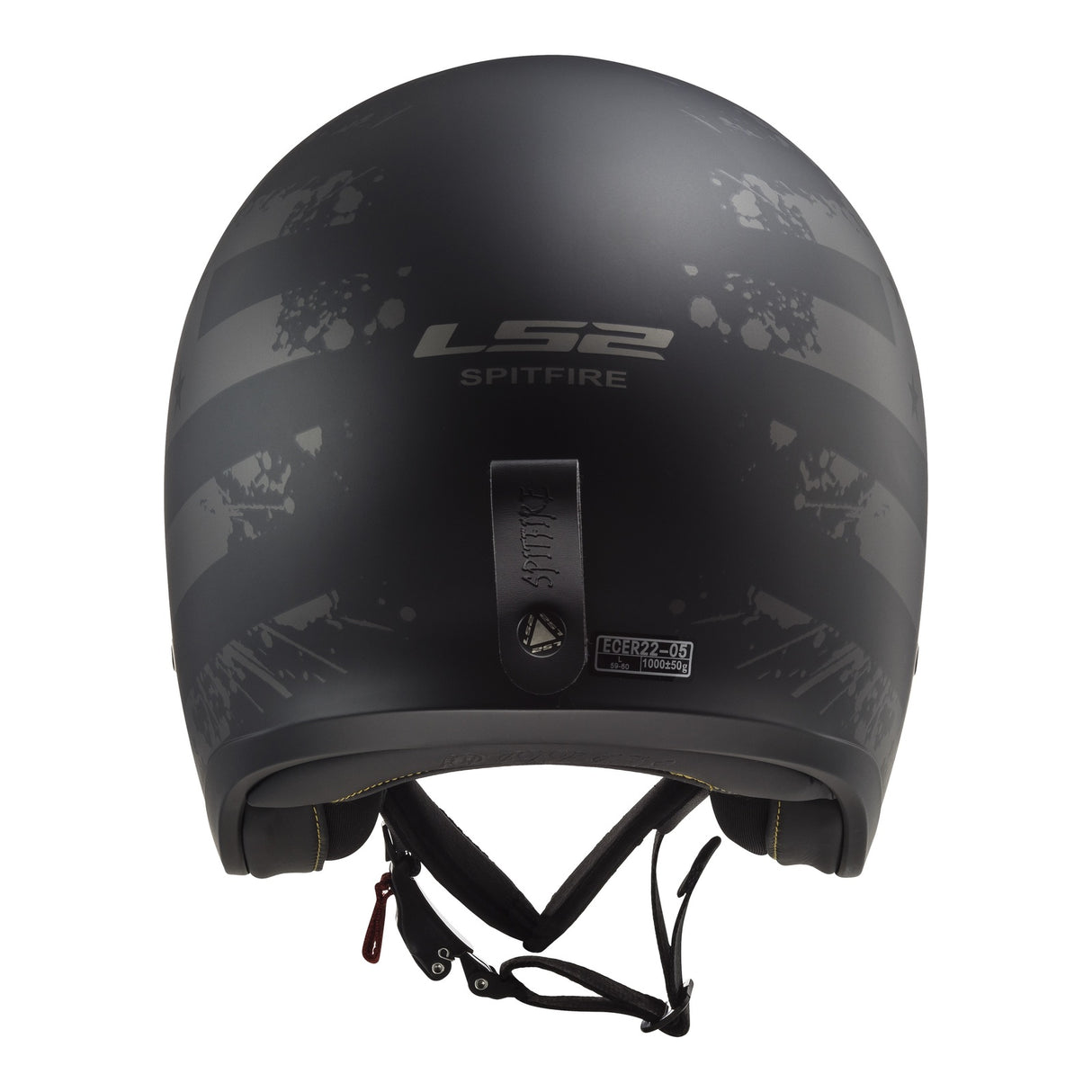 LS2 OF599 Spitfire II Flag Helmet - Matte Black 06