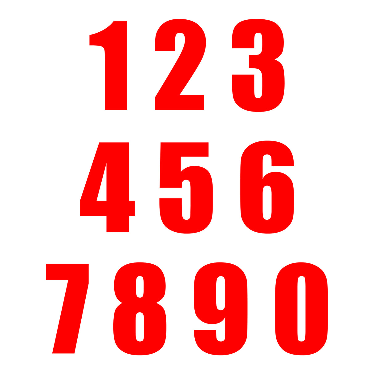Whites Race Number - Red #0 (10 Pack)