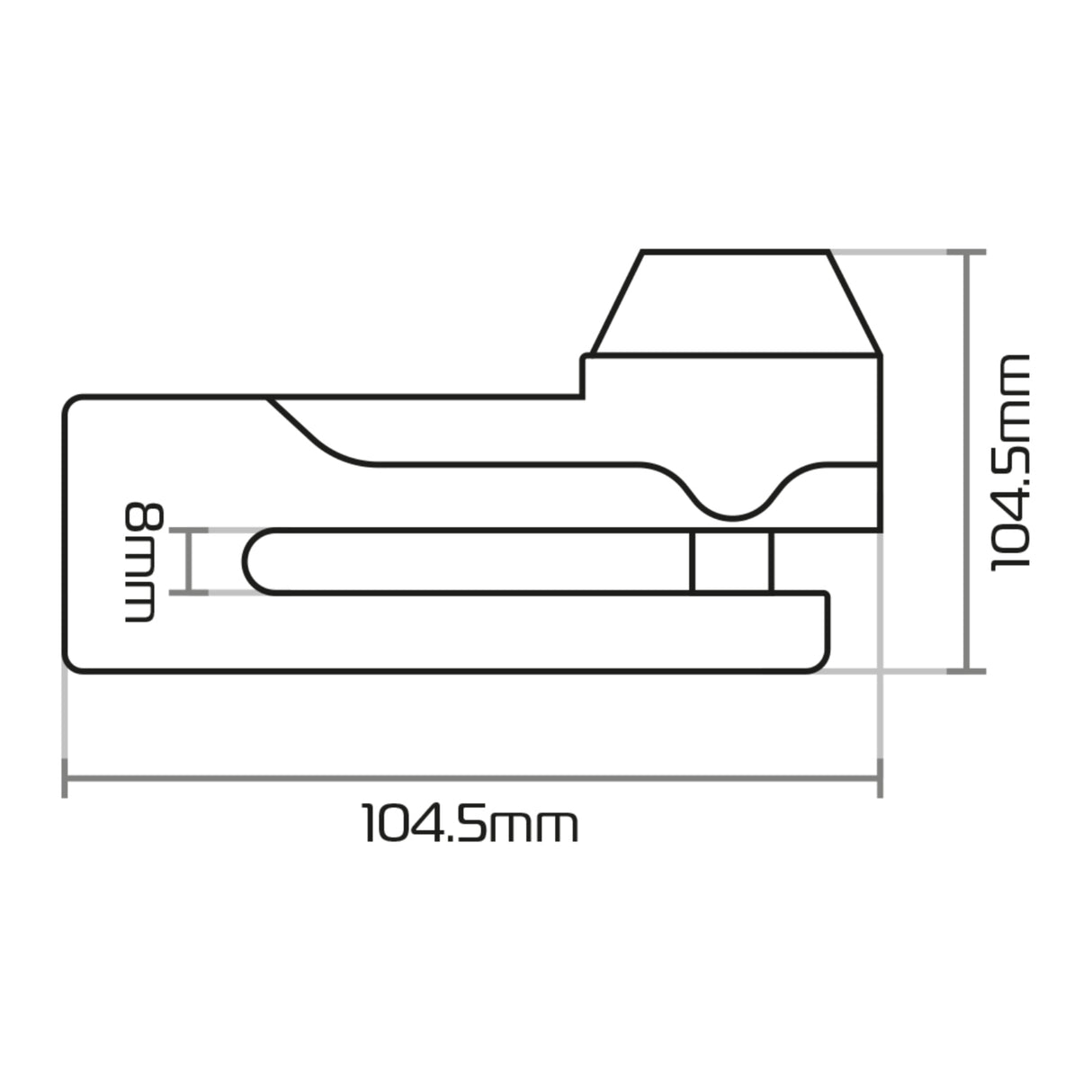 Oxford Titan 10mm Pin Disc Lock - Black, includes pouch