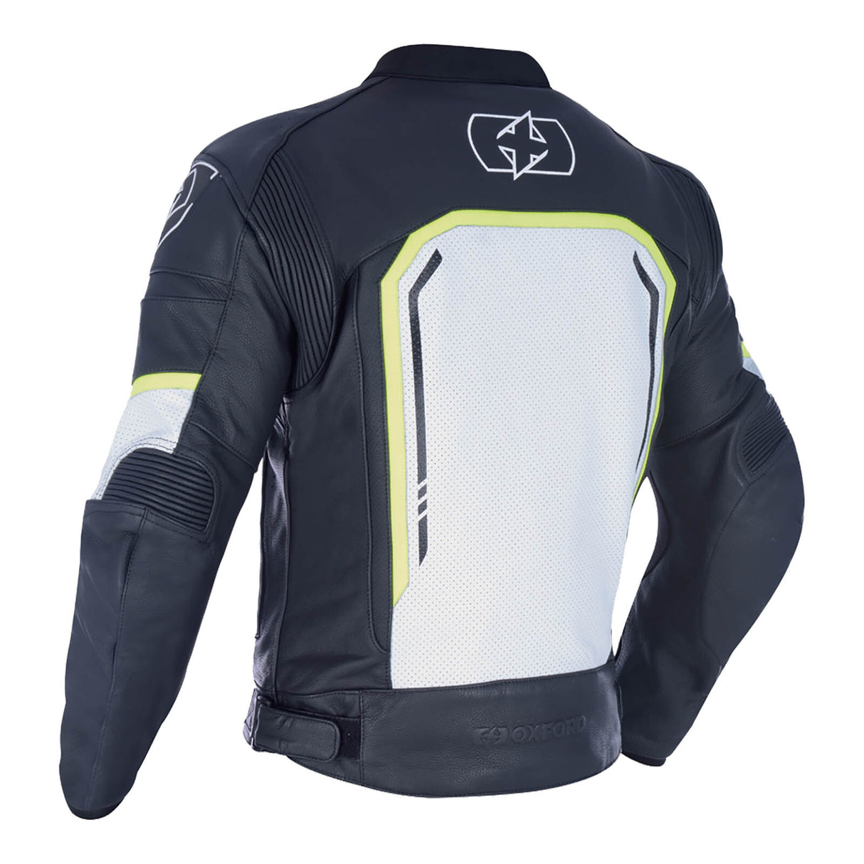 Oxford Strada Leather Jacket - Black / White / Fluro