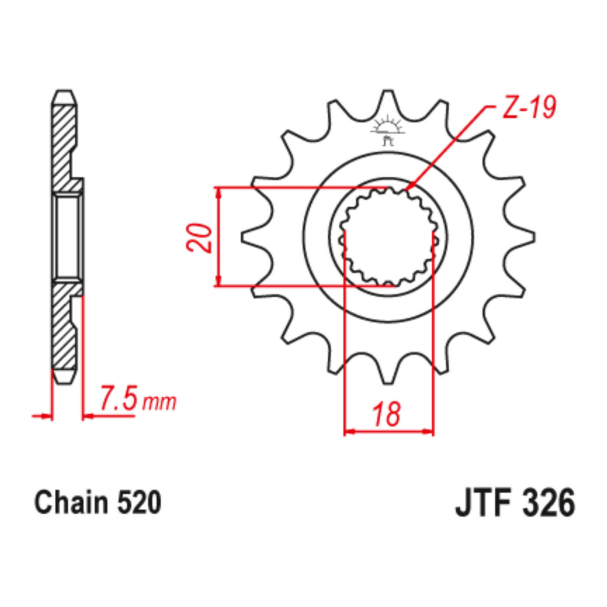 MTX 326 Steel Front Sprocket #520