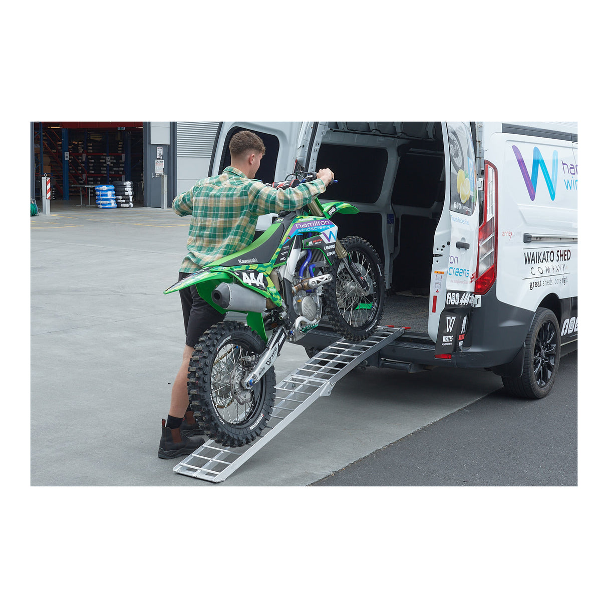 Whites Folding Alloy Ramp 226x30cm - 340kg Rated X-Bar style