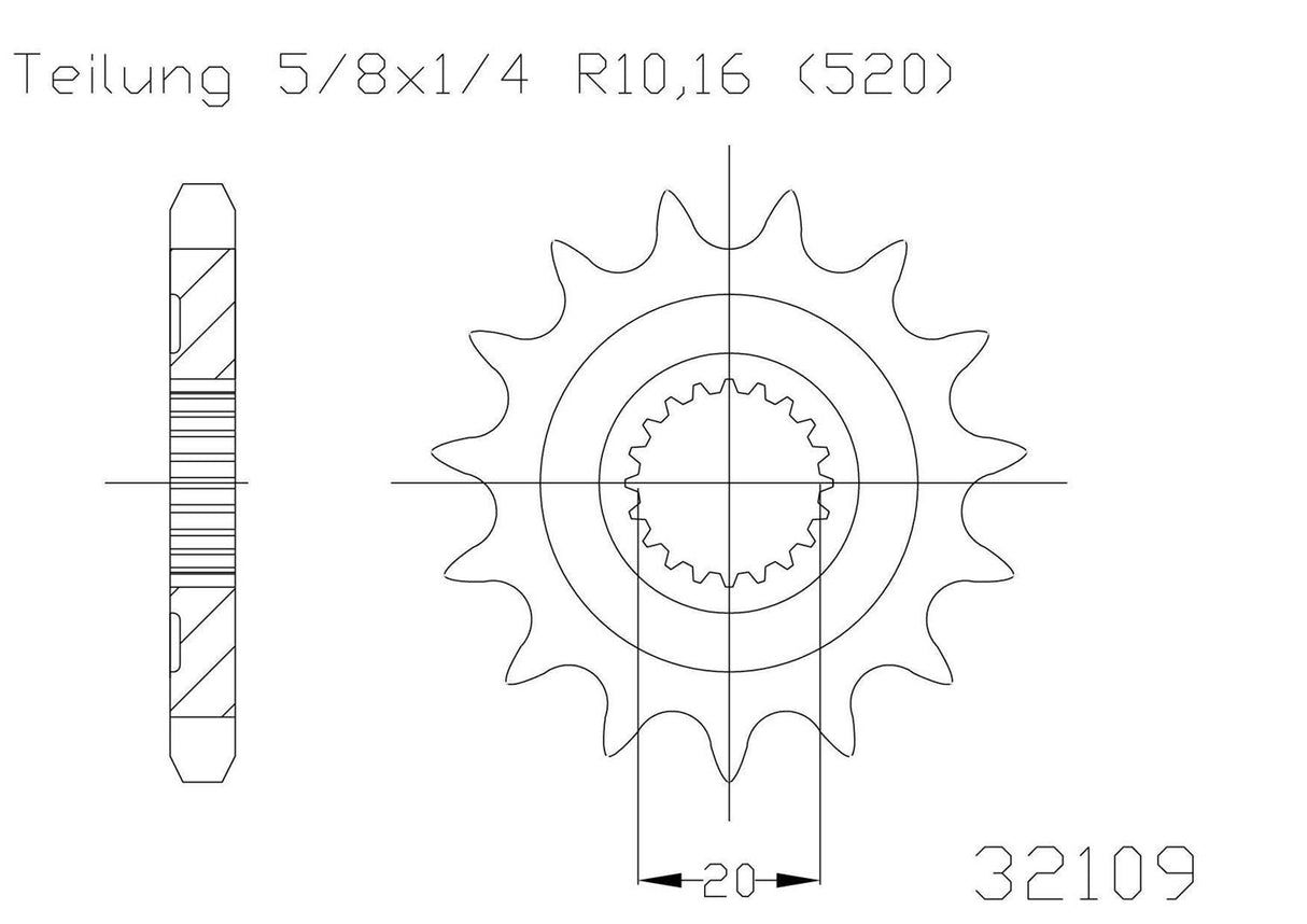 SPROCKET FRONT MOTO MASTER STEEL 14T GAS GAS YAMAHA