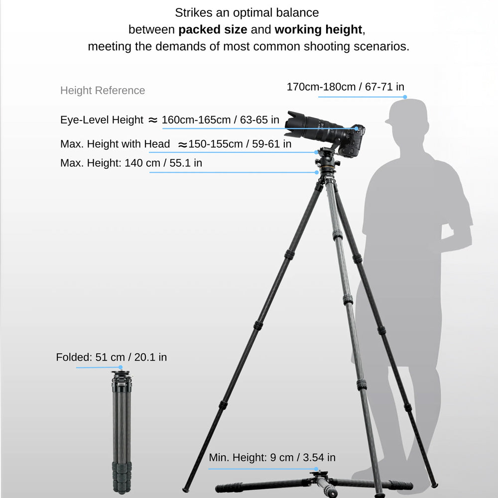 HEIPI K32 HEAVY-DUTY CARBON FIBER TRIPOD WITH KB60 BALL HEAD