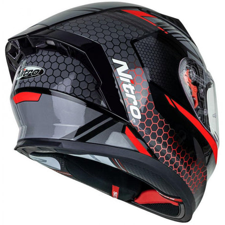 NITRO N501 HELMET - BLACK/GUNMETAL/RED: Exclusive Combo Promo with Free Spare Clear Visor!