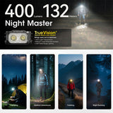 NITECORE USB C 400 LUMENS LED MCT ULTRA LIGHTWEIGHT HEADLAMP TORCH BLACK