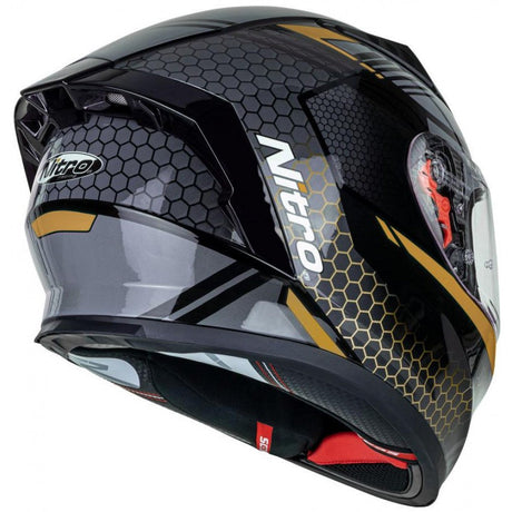 NITRO N501 HELMET - BLACK/GUNMETAL/GOLD:  Exclusive Combo Promo with Free Spare Clear Visor!
