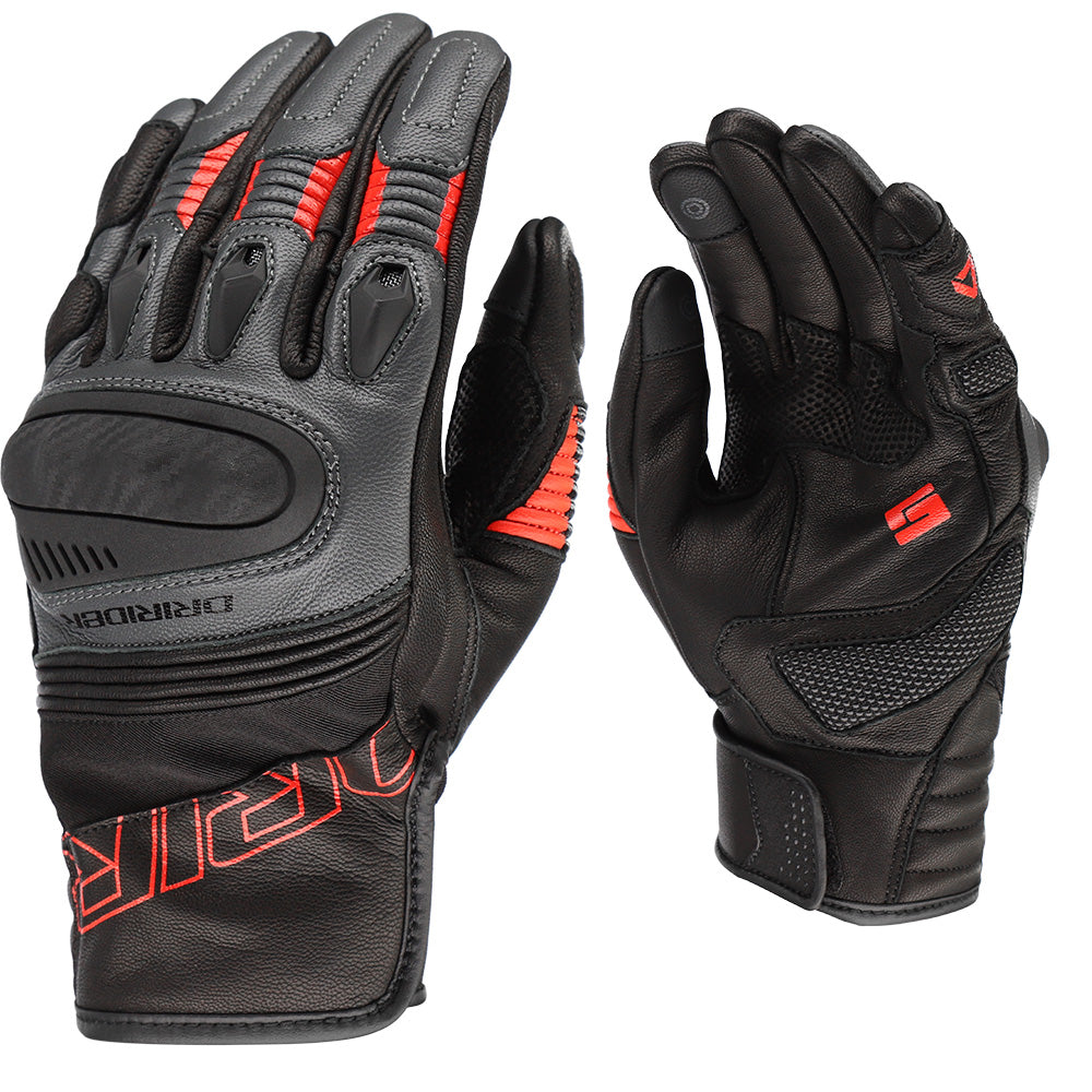 Dririder Torque Short Cuff Gloves - Black Grey Red