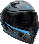 NITRO N501 HELMET - BLACK/GUNMETAL/BLUE:  Exclusive Combo Promo with Free Spare Clear Visor!