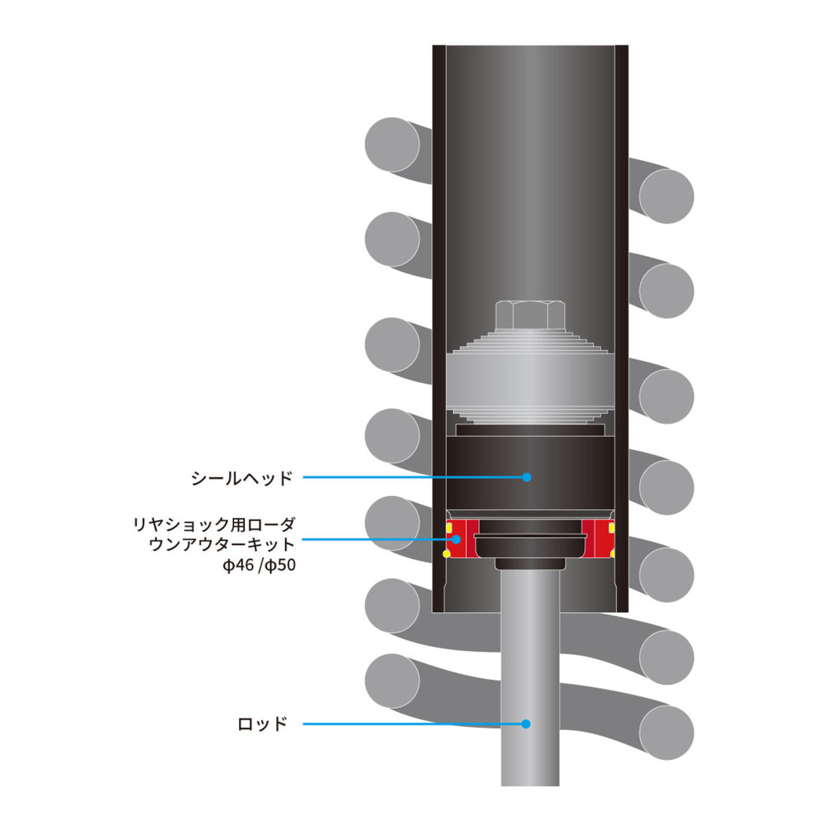 Zeta Rear Suspension Lowering Kit KYB/WP 46F 40mm - Hard Blue