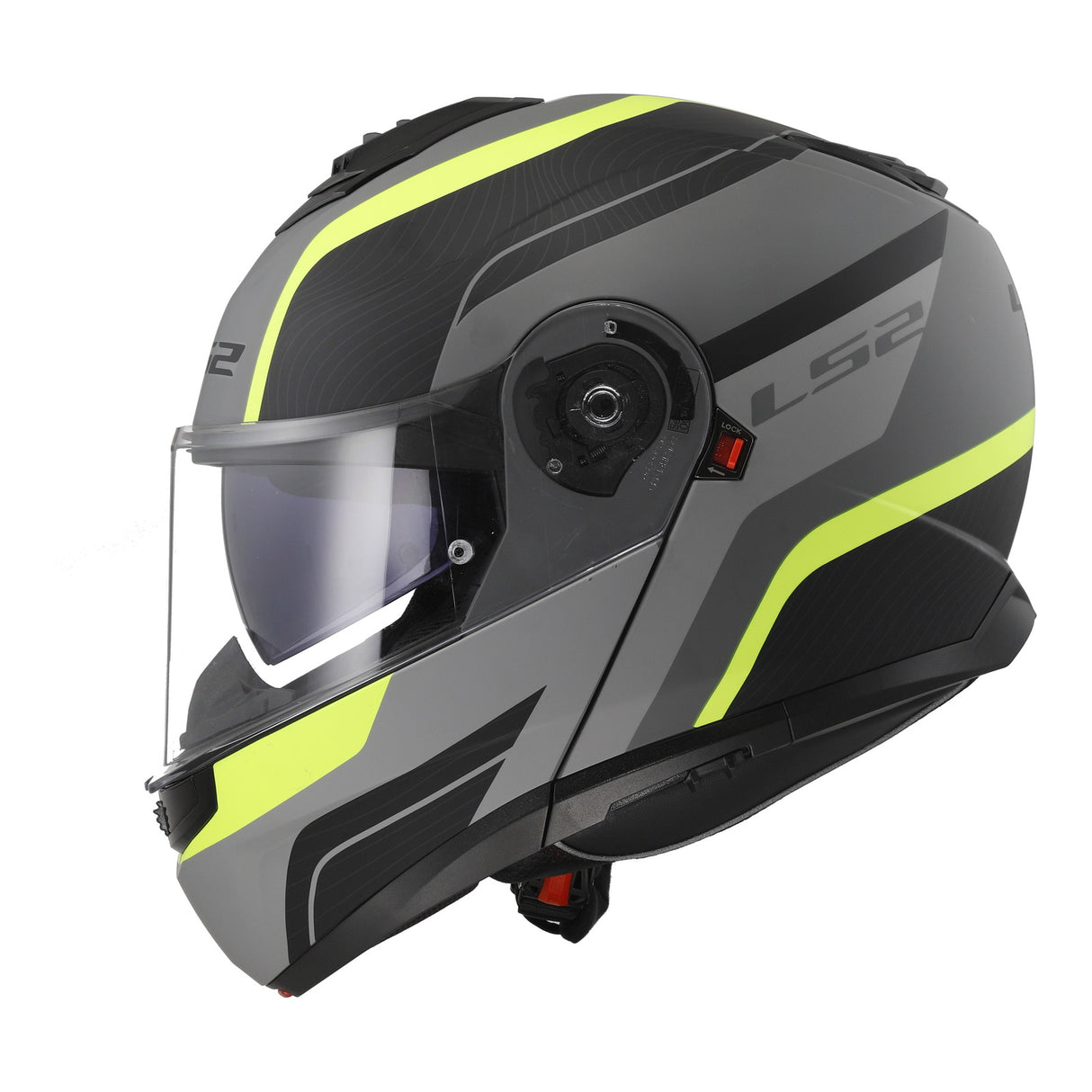 LS2 FF908 Strobe II Monza Flip Front Helmets - Matte Black / Hi-Vis Yellow 06