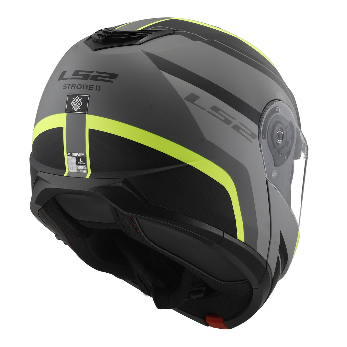 LS2 FF908 Strobe II Monza Flip Front Helmets - Matte Black / Hi-Vis Yellow 06