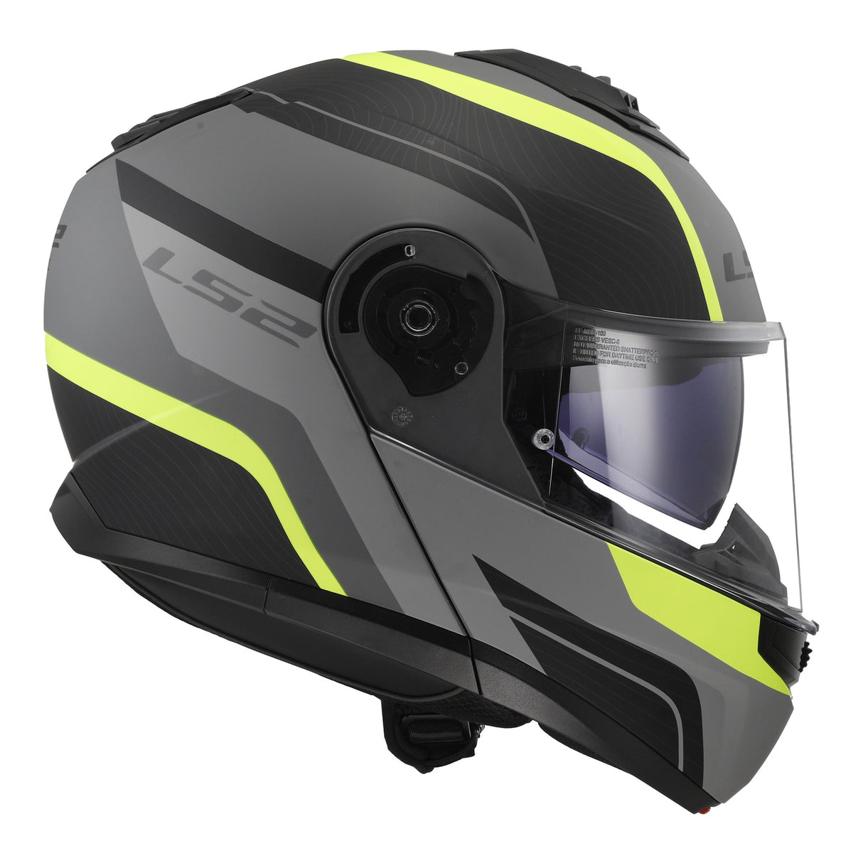 LS2 FF908 Strobe II Monza Flip Front Helmets - Matte Black / Hi-Vis Yellow 06