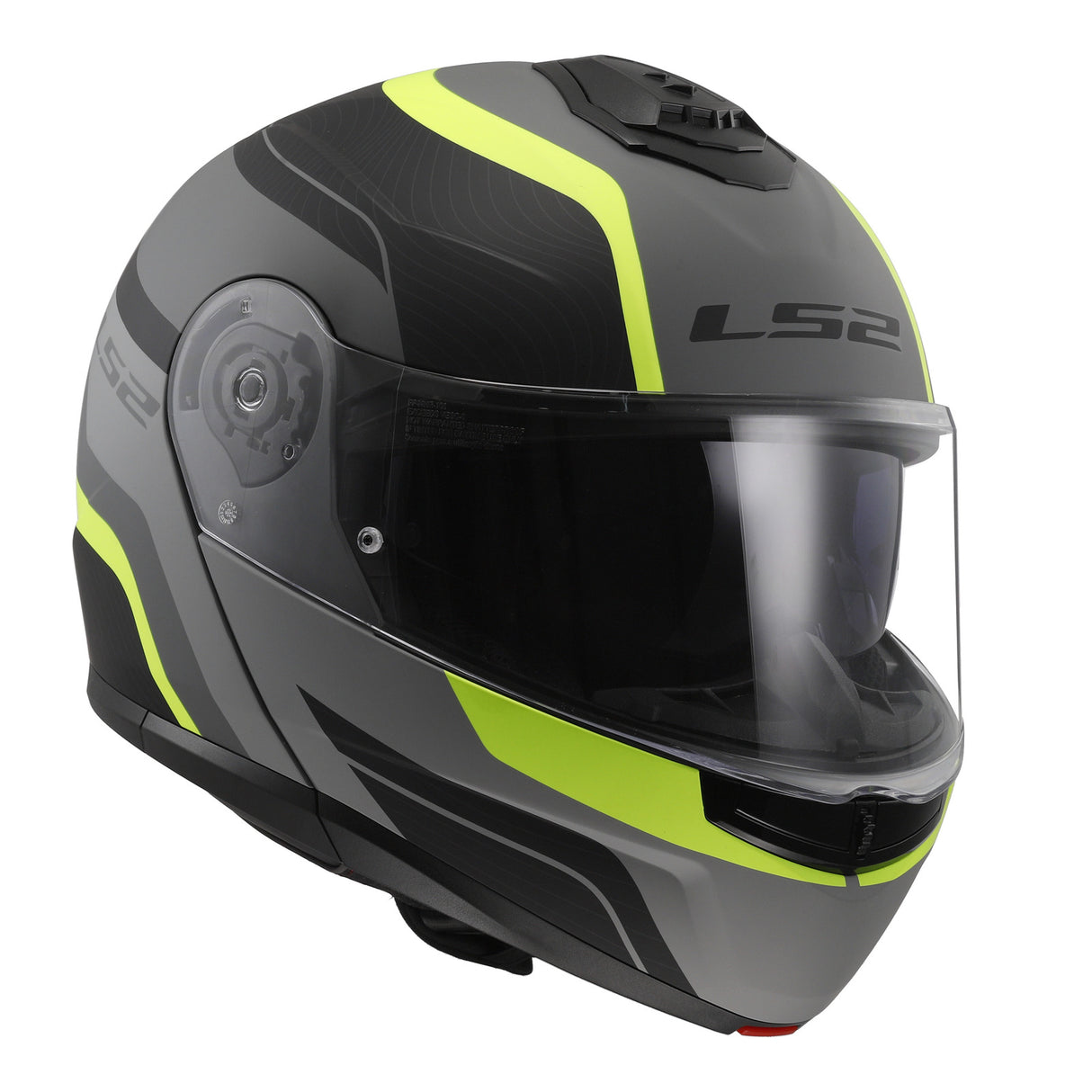 LS2 FF908 Strobe II Monza Flip Front Helmets - Matte Black / Hi-Vis Yellow 06