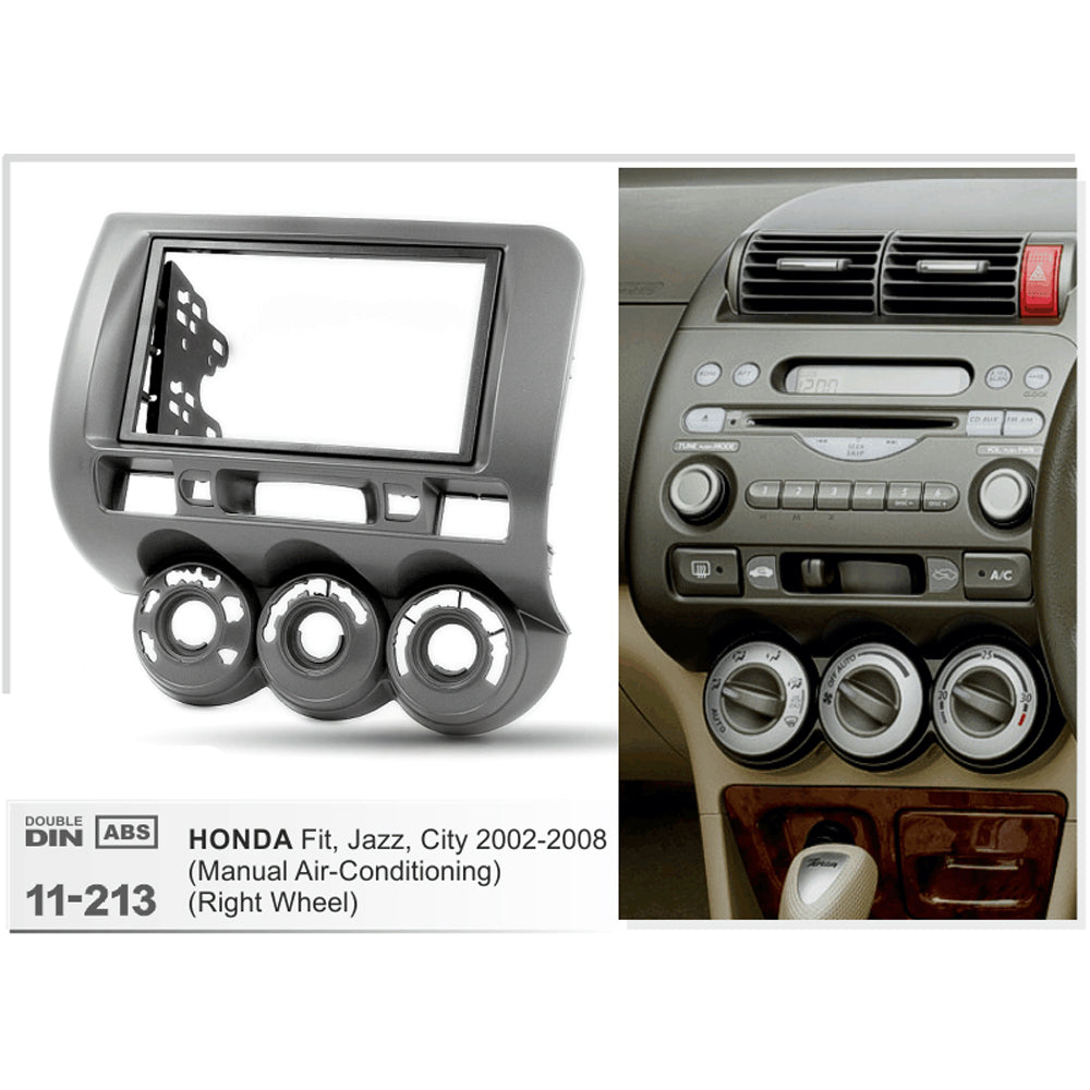 FITTING KIT HONDA JAZZ , CITY 2002 - 2008 DOUBLE DIN (GREY) (MAN AIR CON)