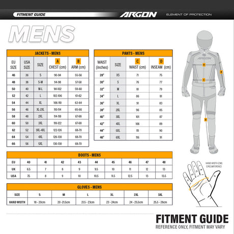 ARGON Fitment Guide - Mens
