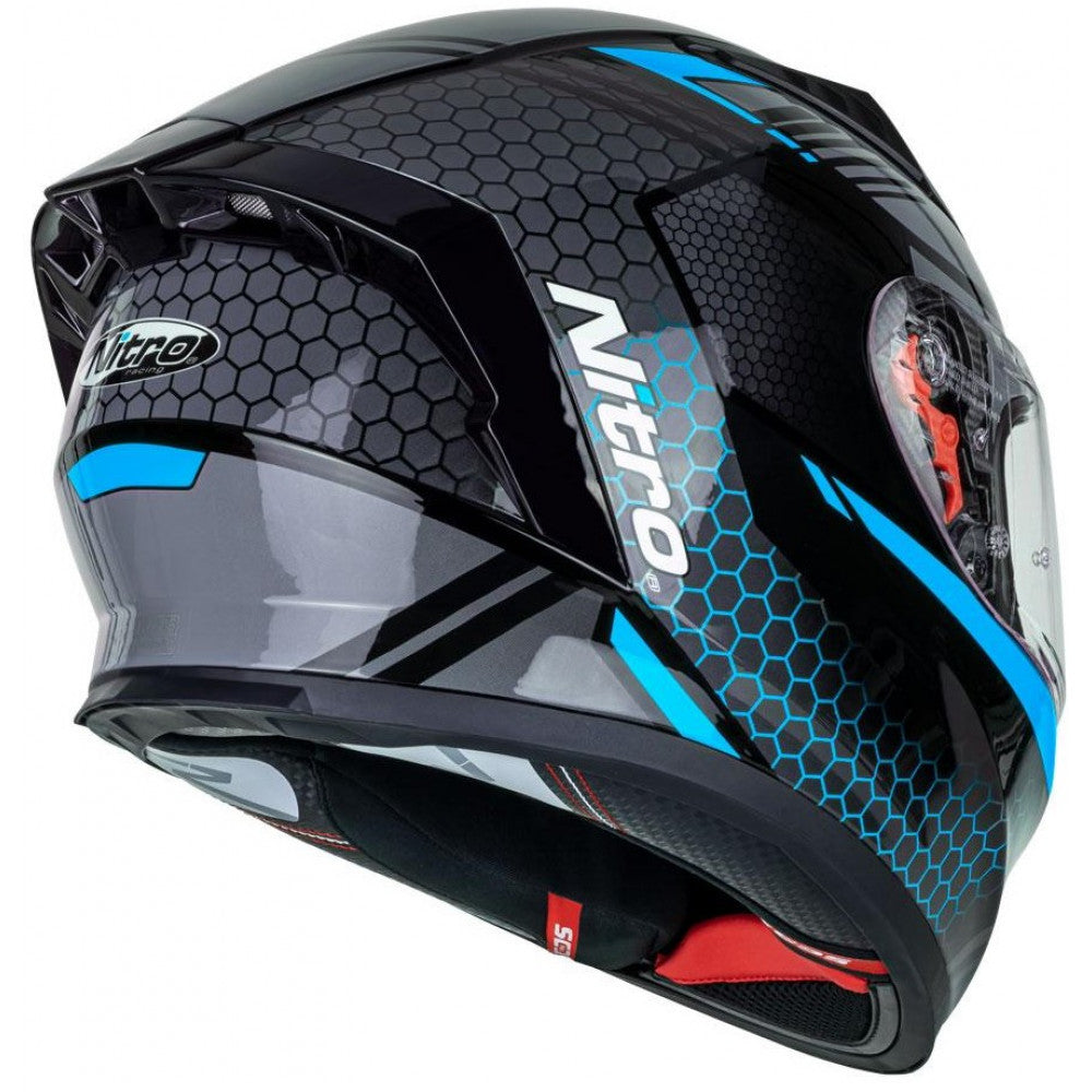 NITRO N501 HELMET - BLACK/GUNMETAL/BLUE:  Exclusive Combo Promo with Free Spare Clear Visor!