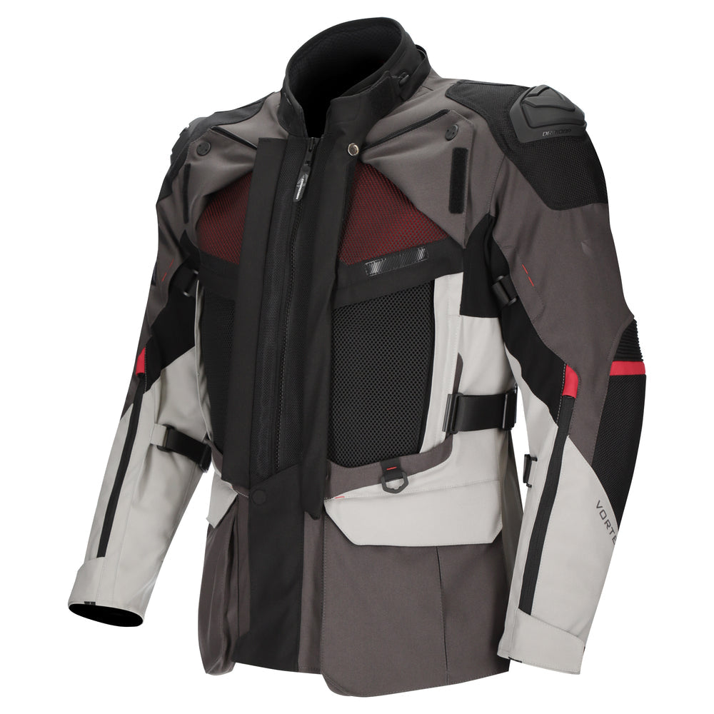 DriRider Vortex ADV 3 Jacket - GryLtGryBlk front vents